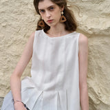 Victoria | Women Top With Linen Cotton Seam Detail