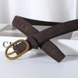 Maribel | Women Belt with Suede Material and Gold Buckle