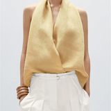 Valienne | Women Top With Linen Cross Neck