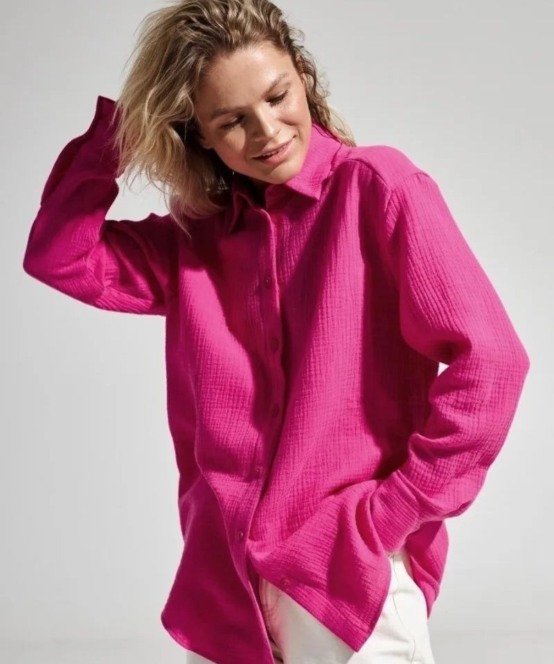 Langley | Women Shirt With Cotton Crinkle Fabric