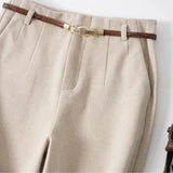 Annabelle | Women's High Waist Wide Leg Wool Blend Trousers
