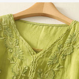 Eloria | Women Top With Cotton Linen Embroidery