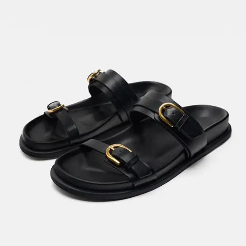 Lucia | Women's Slides with Double Straps and Leather