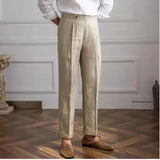 Wesley | Men's Linen Pants with High-Waist Straight-Leg