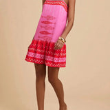 Zaria | Women's Floral Flared Mini Dress in Cotton Linen Blend