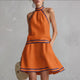 Sloane | Women's Halter Mini Dress with Colorblock Panels