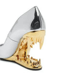 Annalise | Women's Panther Teeth Pumps with Metallic Finish