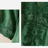 Vivica | Women's Embroidered Cotton Linen Midi Dress with V-Neck