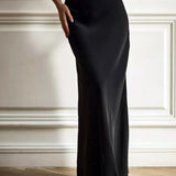 Seraphine | Women's Satin Maxi Skirt with Fishtail Hem