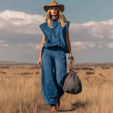 Sienna | Women's Two Piece Set Sleeveless Wide Pants