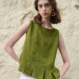 Victoria | Women Top With Linen Cotton Seam Detail