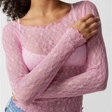 Lucille | Women Top With Sheer Lace Design