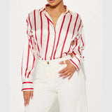 Delaney | Women Blouse With Satin Stripe Design