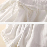 Lenora | Women's Shorts with Drawstring Waist and Lace Trim