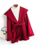 Ellen | Women's Belted Mid-Length Cashmere Blend Coat with Hood