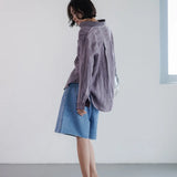 Lily | Women Shirt With Linen Pleated Texture