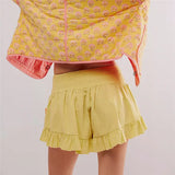 Calida | Women's Shorts with High Waist and Ruffled Hem