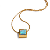 Liora | Women Necklace with Opal Pendant and Gold Steel