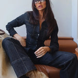 Brynn | Women's Denim Jacket Wide-Leg Pants Set
