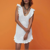 Maribelle | Women's Ruffled Crochet Knit Cover-Up Dress