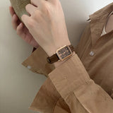 Audrey | Women Wrist Watch with Rectangle Dial and Leather Strap
