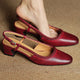Seraphina | Women's Leather Slingback Heeled Sandals Round Toe