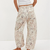 Florence | Women's Printed Wide Leg Denim Pants with High Waist