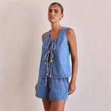 Avery | Women's Denim Two Piece Set Shorts