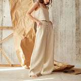 Everly | Women's Wide Leg Linen Pants with Elastic Waist