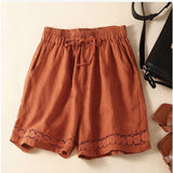 Lenora | Women's Shorts with Drawstring Waist and Lace Trim