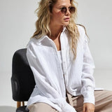 Langley | Women Shirt With Cotton Crinkle Fabric