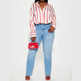 Delaney | Women Blouse With Satin Stripe Design