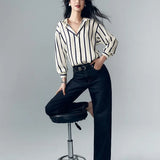 Maren | Women Blouse With Satin Stripe Design