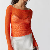 Lucille | Women Top With Sheer Lace Design