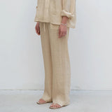 Thea | Women's Linen Pants with Elastic Waist Drawstring