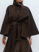 Novara | Women's Wool Blend Cape Coat with Stand Collar and Belted Waist