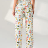 Elsie | Women's Printed Denim Pants with Straight Leg