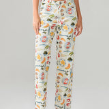 Elsie | Women's Printed Denim Pants with Straight Leg