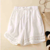 Lenora | Women's Shorts with Drawstring Waist and Lace Trim