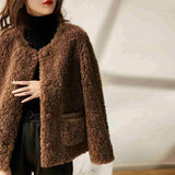 Emery | Women's Faux Lamb Coat with Plush Texture and Button Accents