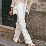 Marina | Women's Pants with Drawstring Waistband and Wide Legs