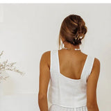 Calla | Women's Pants with Ruffled Waistband and Tie Belt
