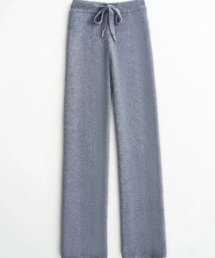 Nina | Women's Wool Knit Wide Leg Pants with High Waist