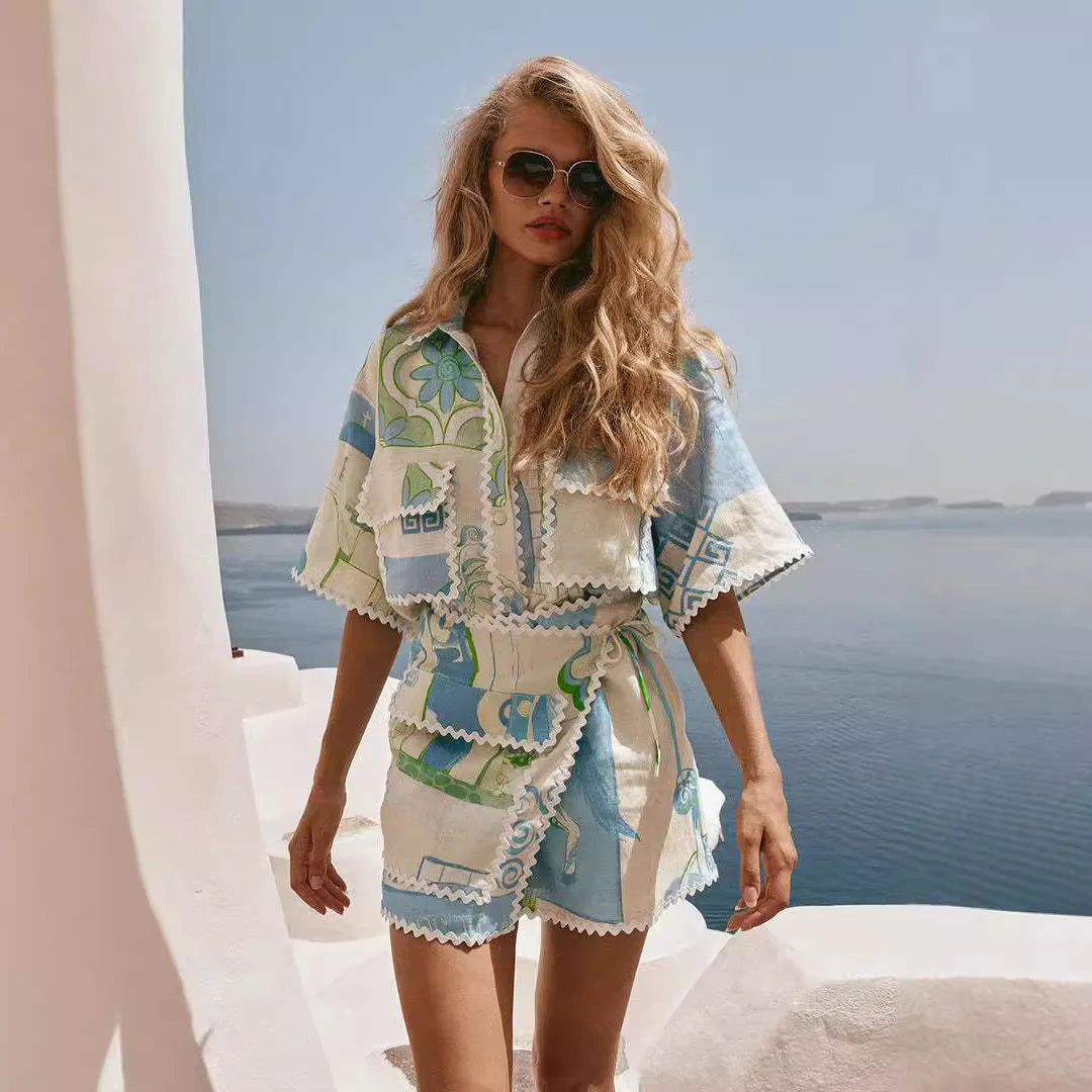 Ophelia | Women's Co-Ord Set Wrap Shorts