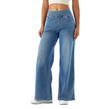 Daphne | Women's Stretch Denim Pants with Elastic Waistband