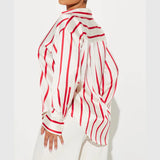 Delaney | Women Blouse With Satin Stripe Design