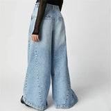 Rovina | Women's Wide Leg Pleated Denim Jeans