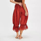 Eve | Women's Wide Leg Cotton Pants with Lace Cuffs