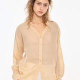 Nova | Women Shirt With Ramie Blend V Neck