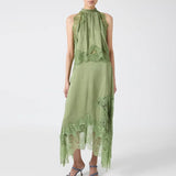 Isabelle | Women's Satin Lace Halter Dress